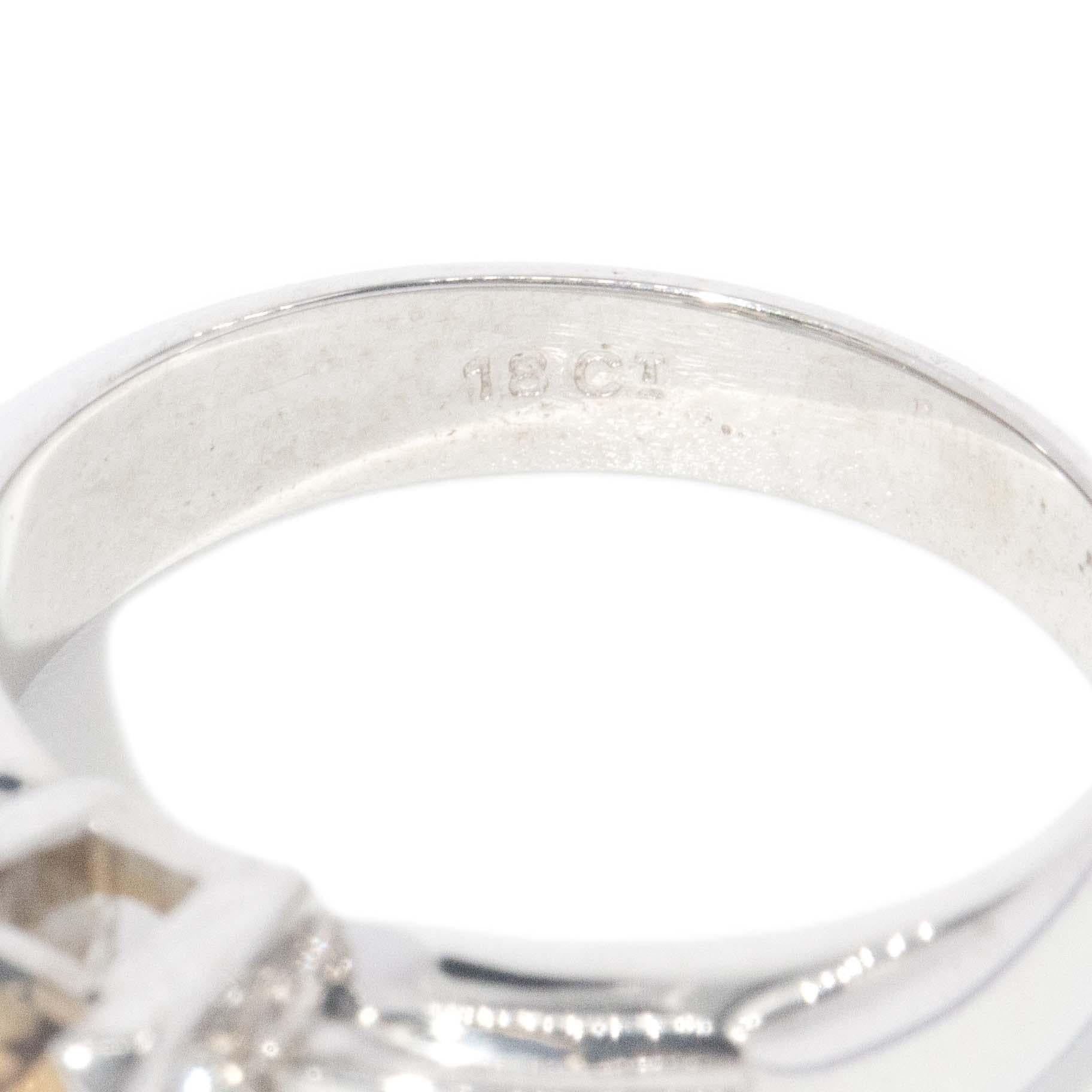 Vintage Circa 1970s Parti Sapphire & Diamond Ring 18 Carat White Gold