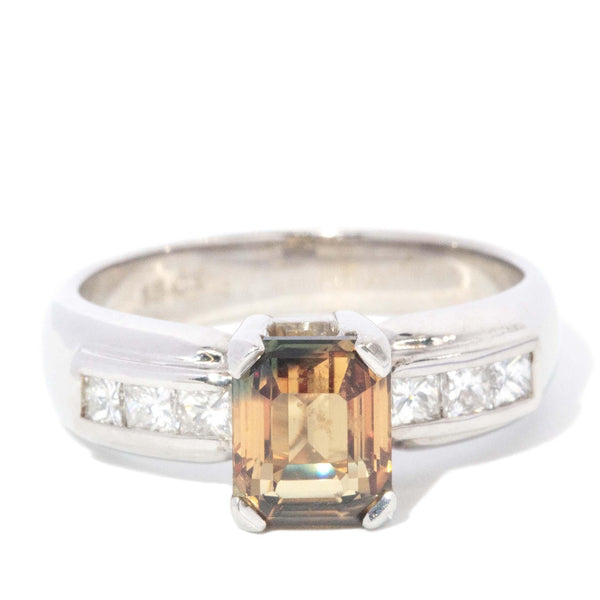Vintage Circa 1970s Parti Sapphire & Diamond Ring 18 Carat White Gold