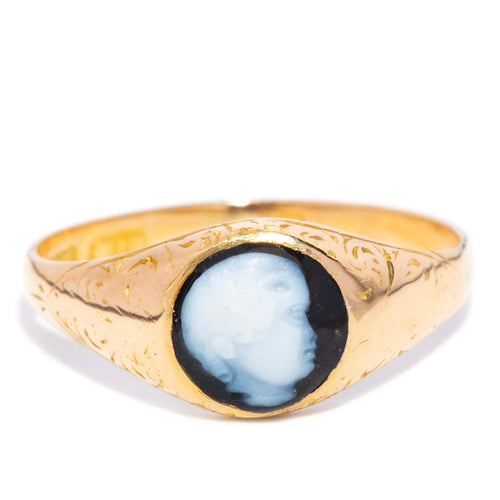 Adriana Victorian Sardonyx Cameo Ring 18K Yellow Gold