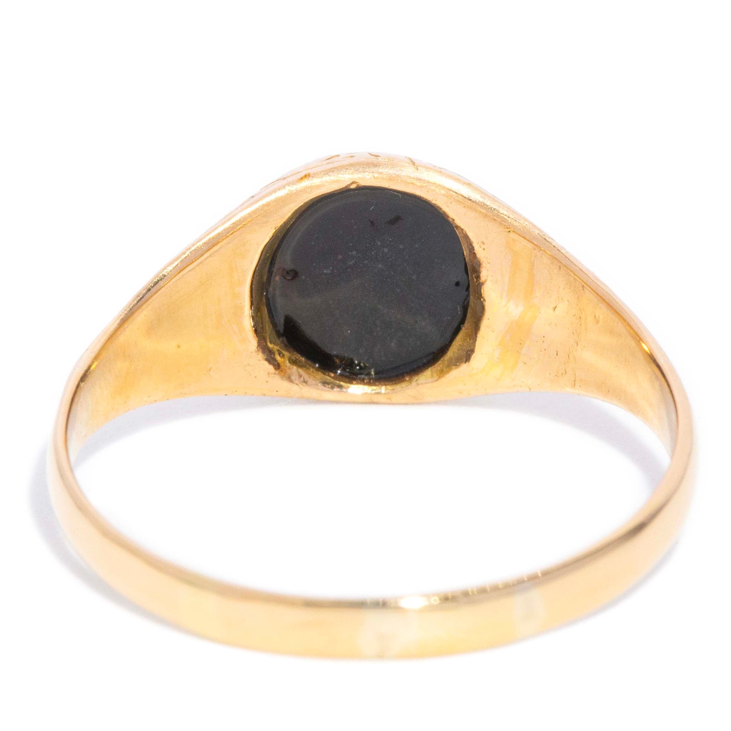 Adriana Hematite White Cameo Ring 18ct Gold Rings Imperial Jewellery 