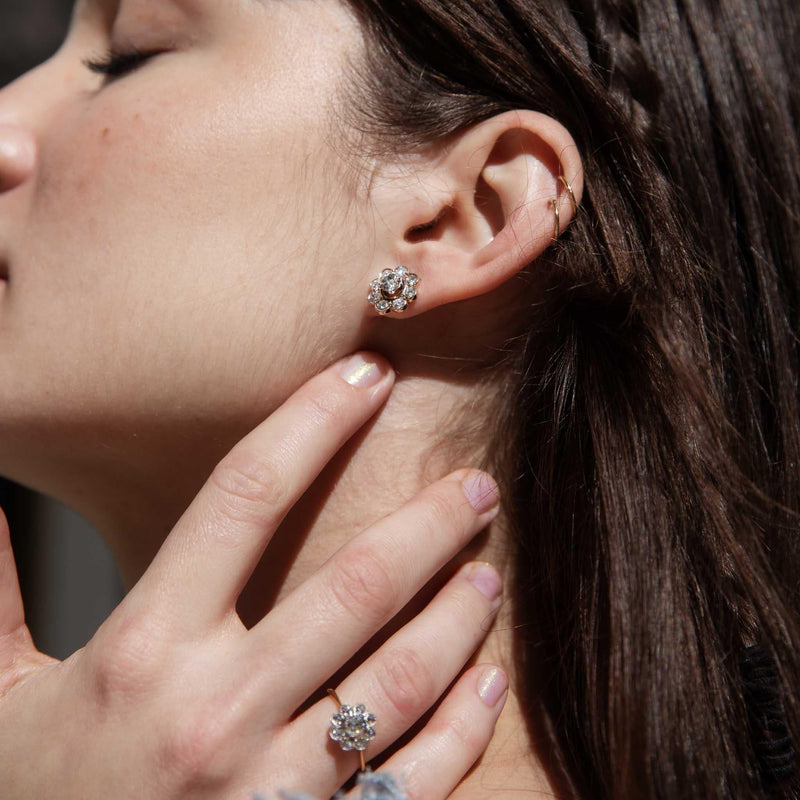 Aelia 1990s Diamond Studs 18ct White Gold 9ct Jackets