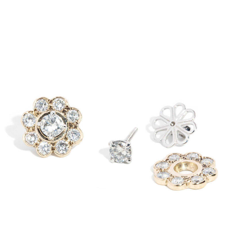 Aelia 1990s Diamond Studs 18ct White Gold 9ct Jackets