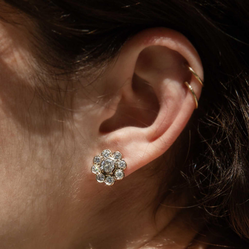 Aelia 1990s Diamond Studs 18ct White Gold 9ct Jackets