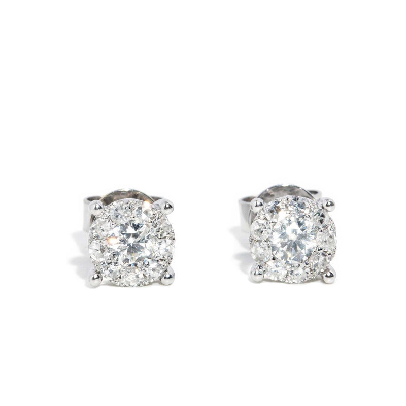 Aeris 1990s Diamond Cluster Studs 18ct White Gold