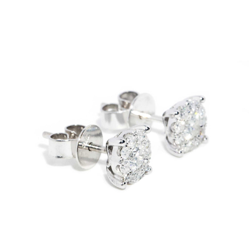 Aeris 1990s Diamond Cluster Studs 18ct White Gold