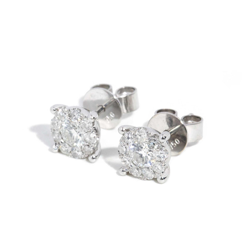 Aeris 1990s Diamond Cluster Studs 18ct White Gold
