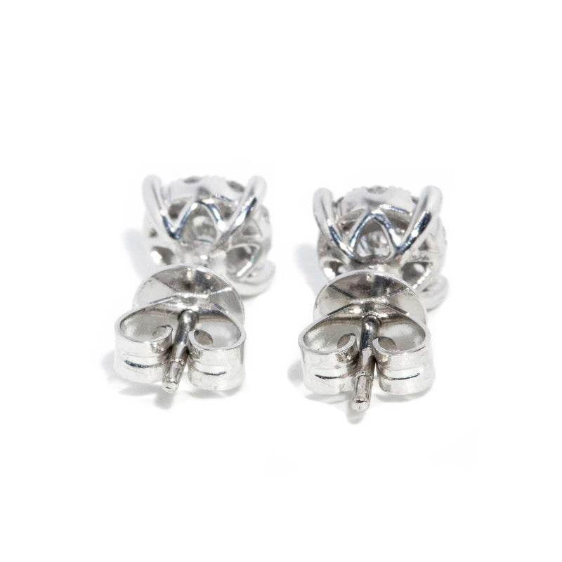 Aeris 1990s Diamond Cluster Studs 18ct White Gold