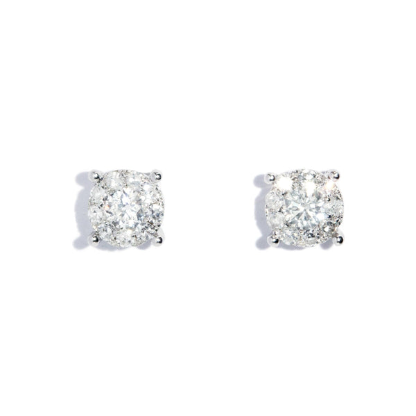 Aeris 1990s Diamond Cluster Studs 18ct White Gold