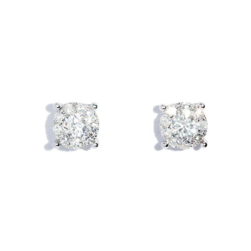 Aeris 1990s Diamond Cluster Studs 18ct White Gold