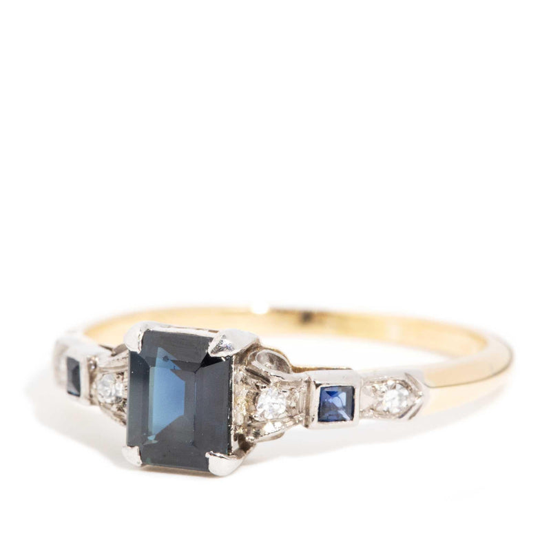 Aikaterini 1970s Sapphire & Diamond Ring 18ct Gold & Platinum