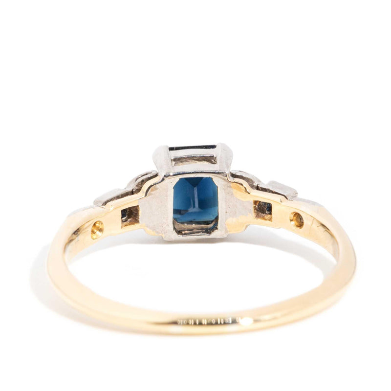 Aikaterini 1970s Sapphire & Diamond Ring 18ct Gold & Platinum