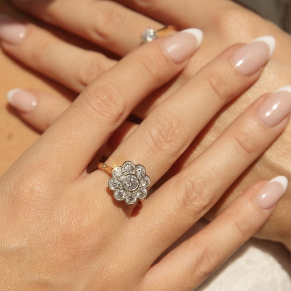 Aimee Diamond Flower Ring 18ct Gold & Platinum Rings Imperial Jewellery 