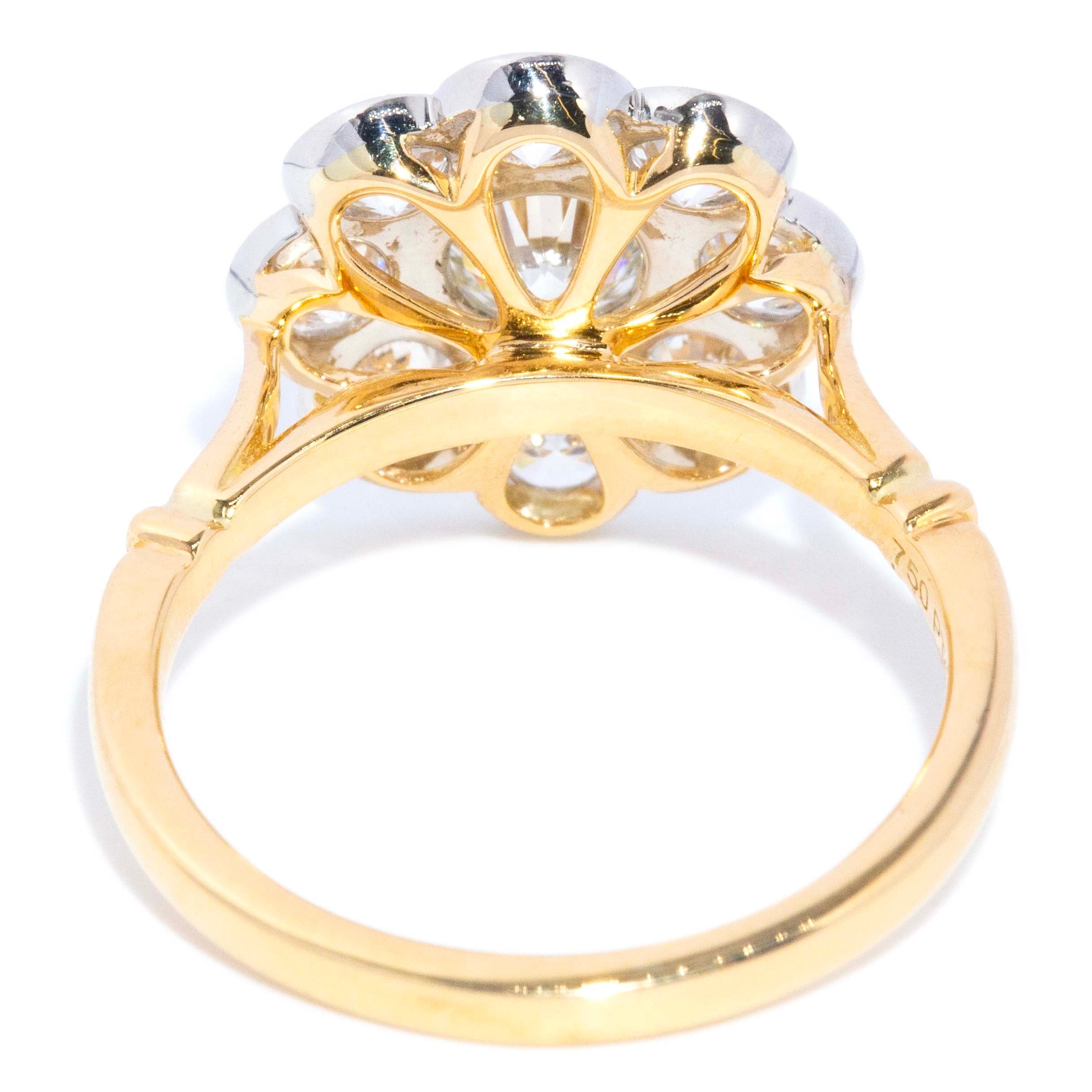 Aimee Diamond Flower Ring 18ct Gold & Platinum Rings Imperial Jewellery 