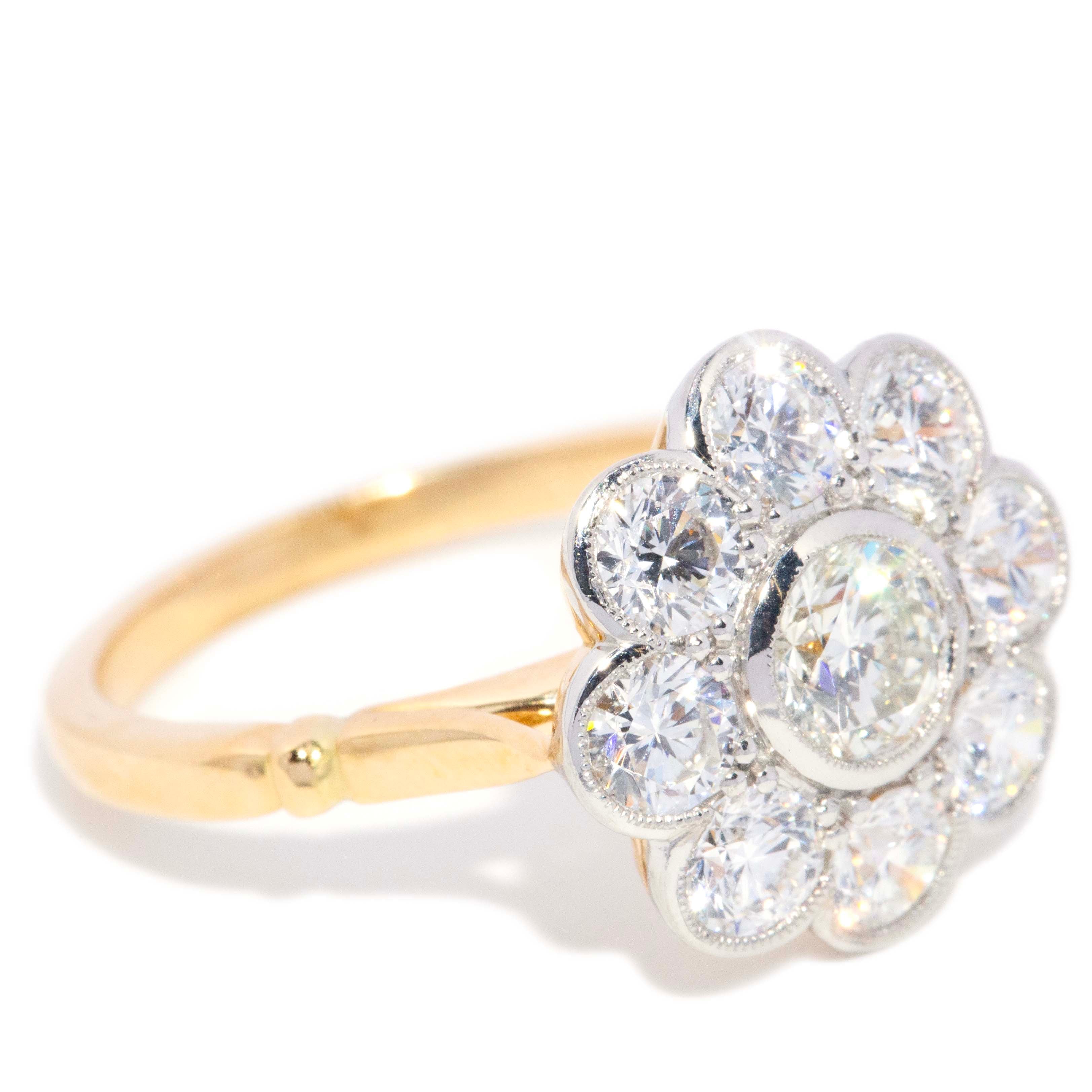 Aimee Diamond Flower Ring 18ct Gold & Platinum Rings Imperial Jewellery 