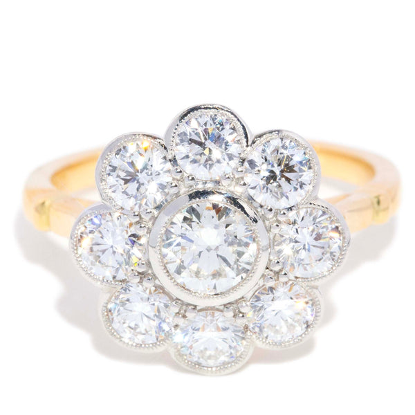 Aimee Diamond Flower Ring 18ct Gold & Platinum Rings Imperial Jewellery 