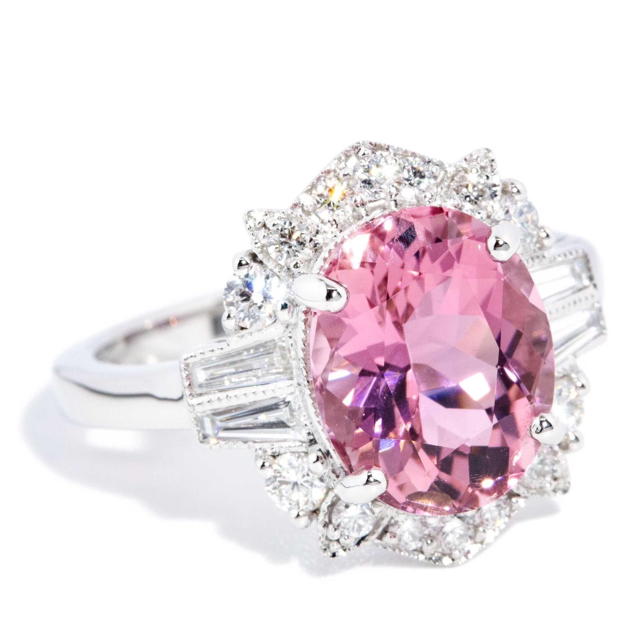 Airlie 4.00ct Pink Tourmaline & Diamond Ring 18ct White Gold
