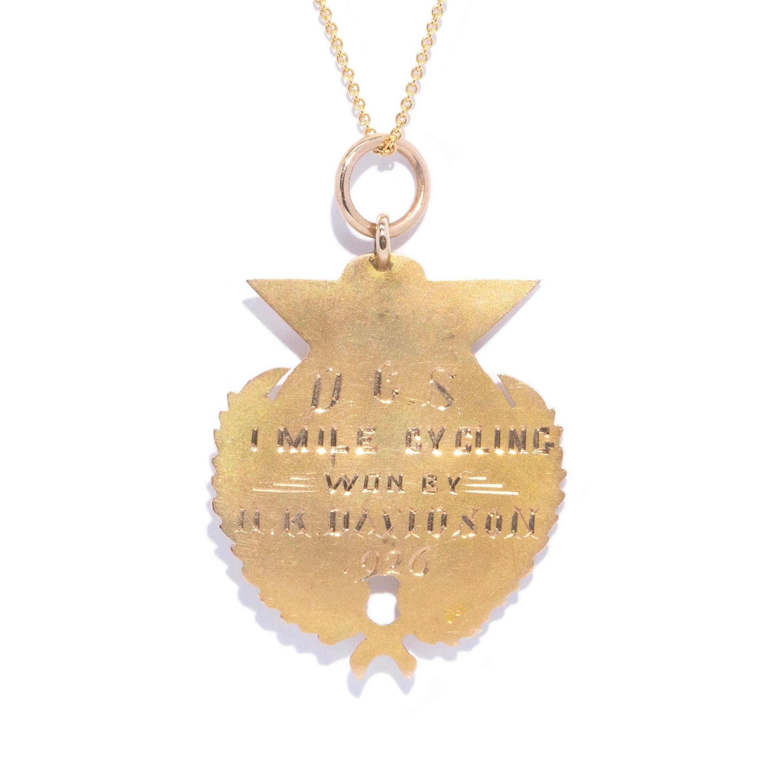 Aitana 1926 Award Pendant 9ct Gold Pendants/Necklaces Imperial Jewellery 