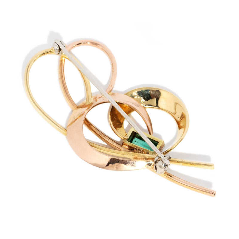 Akila 1970s Emerald Freeform Heart Brooch 18ct Gold