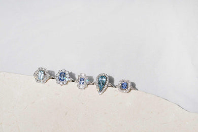 Aleah 1.36 Carat Sapphire & Diamond Halo Ring 18ct White Gold