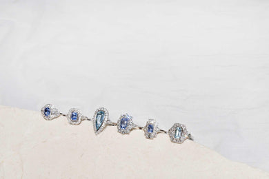 Aleah 1.36 Carat Sapphire & Diamond Halo Ring 18ct White Gold
