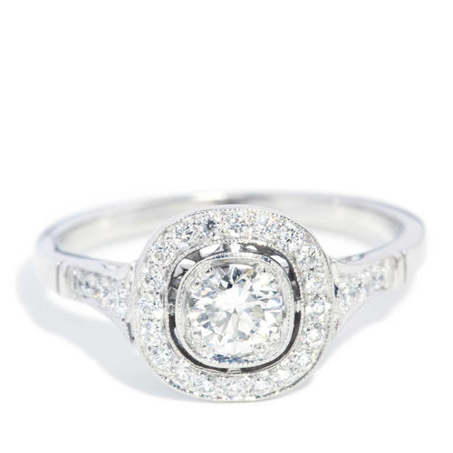 Alessandra GIA Certified 0.30ct Diamond Platinum Halo Ring