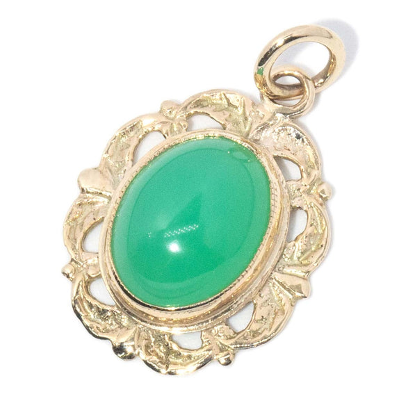 Alethea Vintage Chrysoprase Pendant 9ct Yellow Gold Pendants/Necklaces Imperial Jewellery 