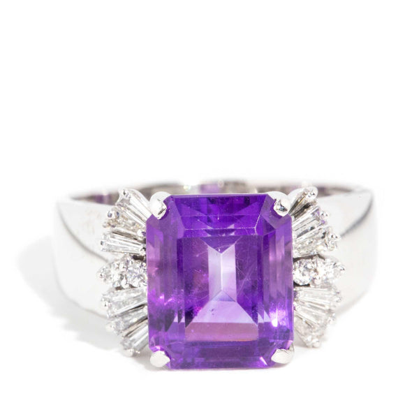 Alexis 1980s Amethyst & Diamond Ring 18ct Gold