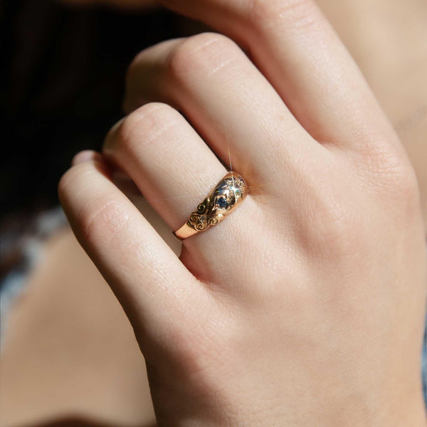 Alice 1903 Antique Sapphire & Diamond Ring 9ct Gold