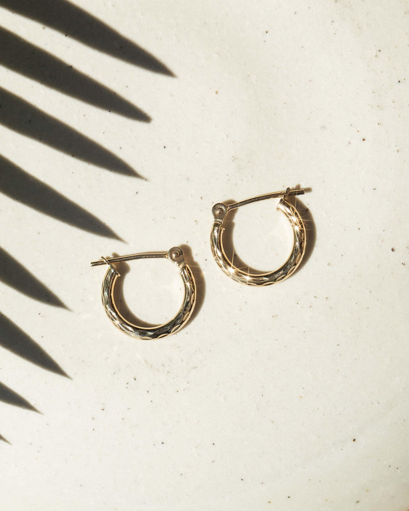Vintage 1980s Three Quarter Textured Hoop Earrings 9 Carat Gold