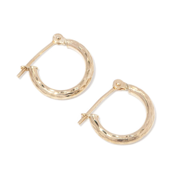 Vintage 1980s Three Quarter Textured Hoop Earrings 9 Carat Gold