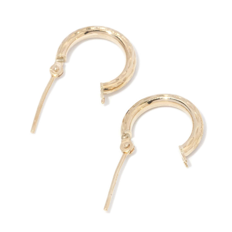 Vintage 1980s Three Quarter Textured Hoop Earrings 9 Carat Gold