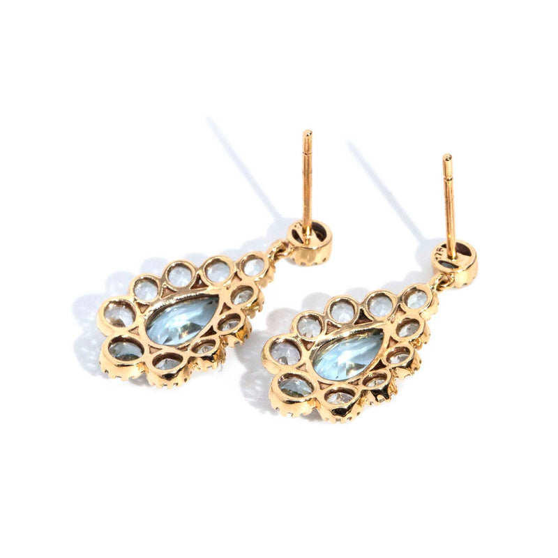 Alice Bright Blue Topaz Cluster Drop 9ct Gold Earrings* DRAFT Earrings Imperial Jewellery 
