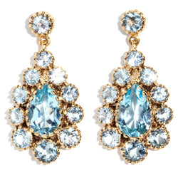 Alice Bright Blue Topaz Cluster Drop 9ct Gold Earrings Earrings Imperial Jewellery 