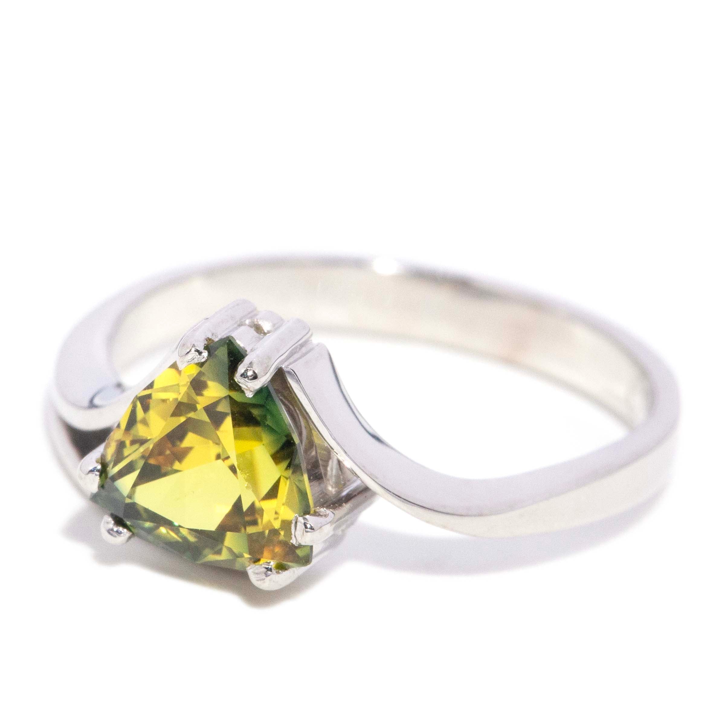 Allona Parti Sapphire Asymmetrical Ring 9ct White Gold Rings Imperial Jewellery 