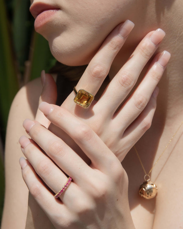 Vintage Circa 1990s Ruby Full Eternity Ring 14 Carat Gold