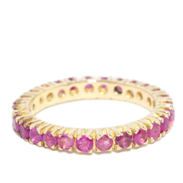 Vintage Circa 1990s Ruby Full Eternity Ring 14 Carat Gold
