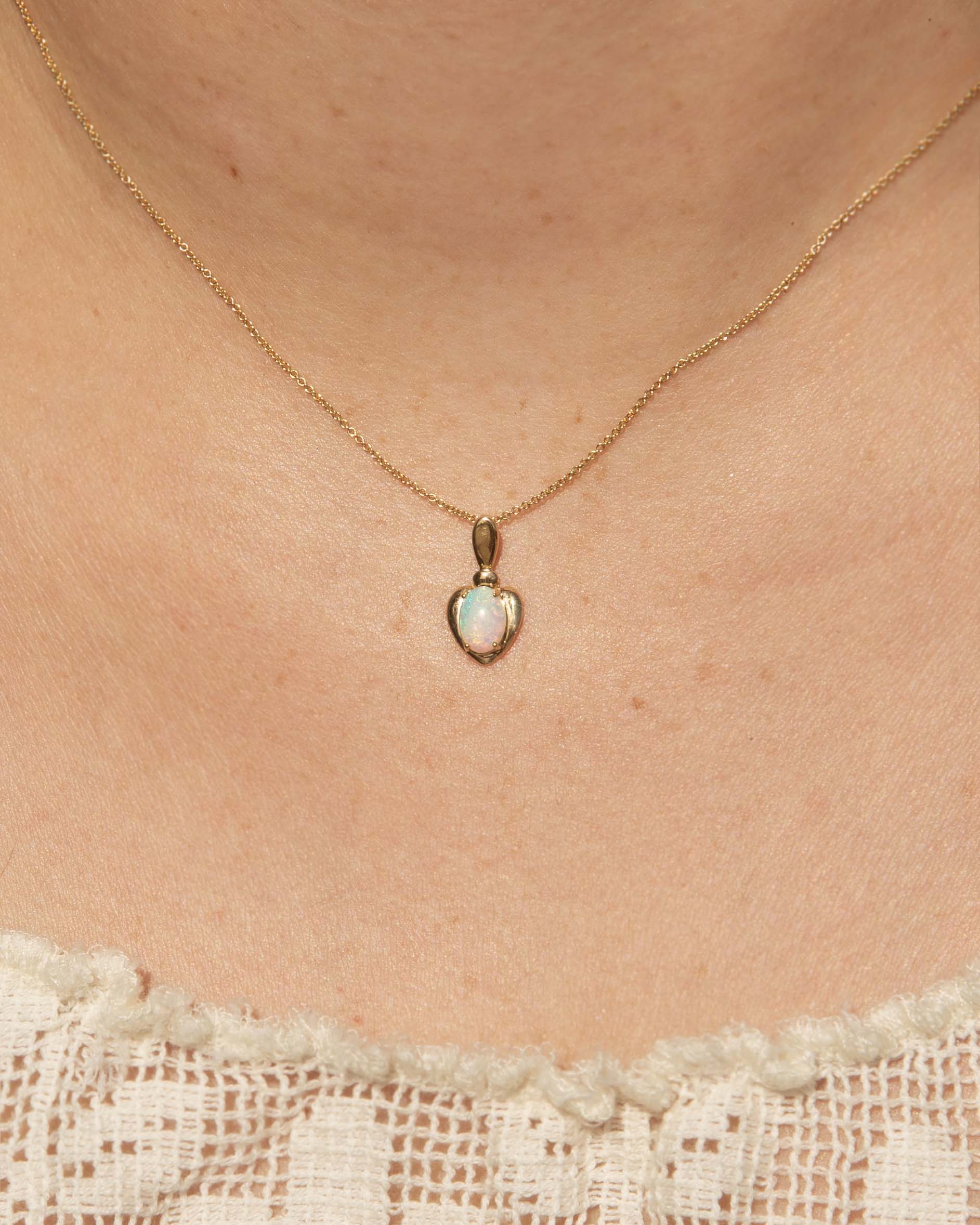 Alura 1980s Crystal Opal Heart Pendant 18ct Gold Pendants/Necklaces Imperial Jewellery 