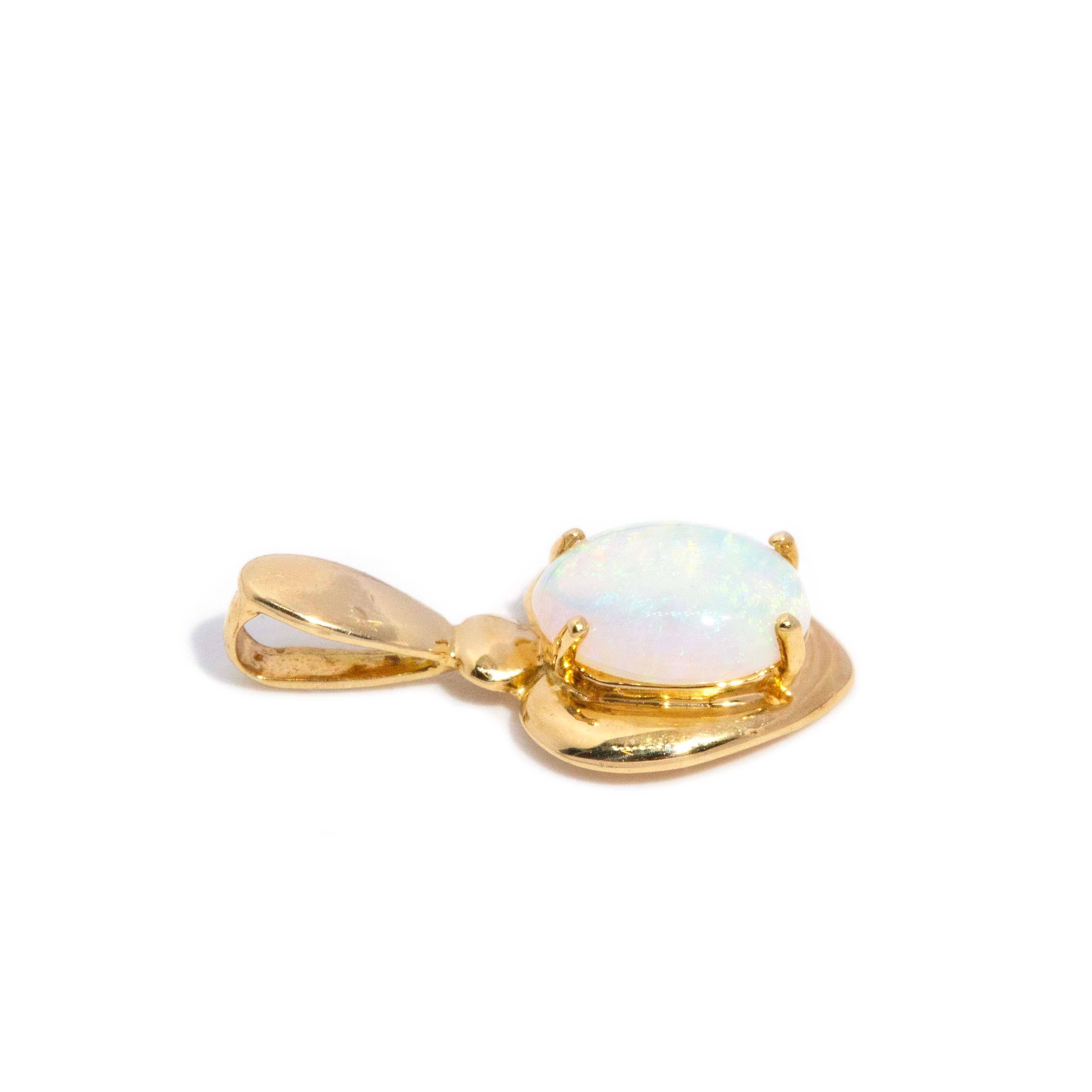 Alura 1980s Crystal Opal Heart Pendant 18ct Gold Pendants/Necklaces Imperial Jewellery 