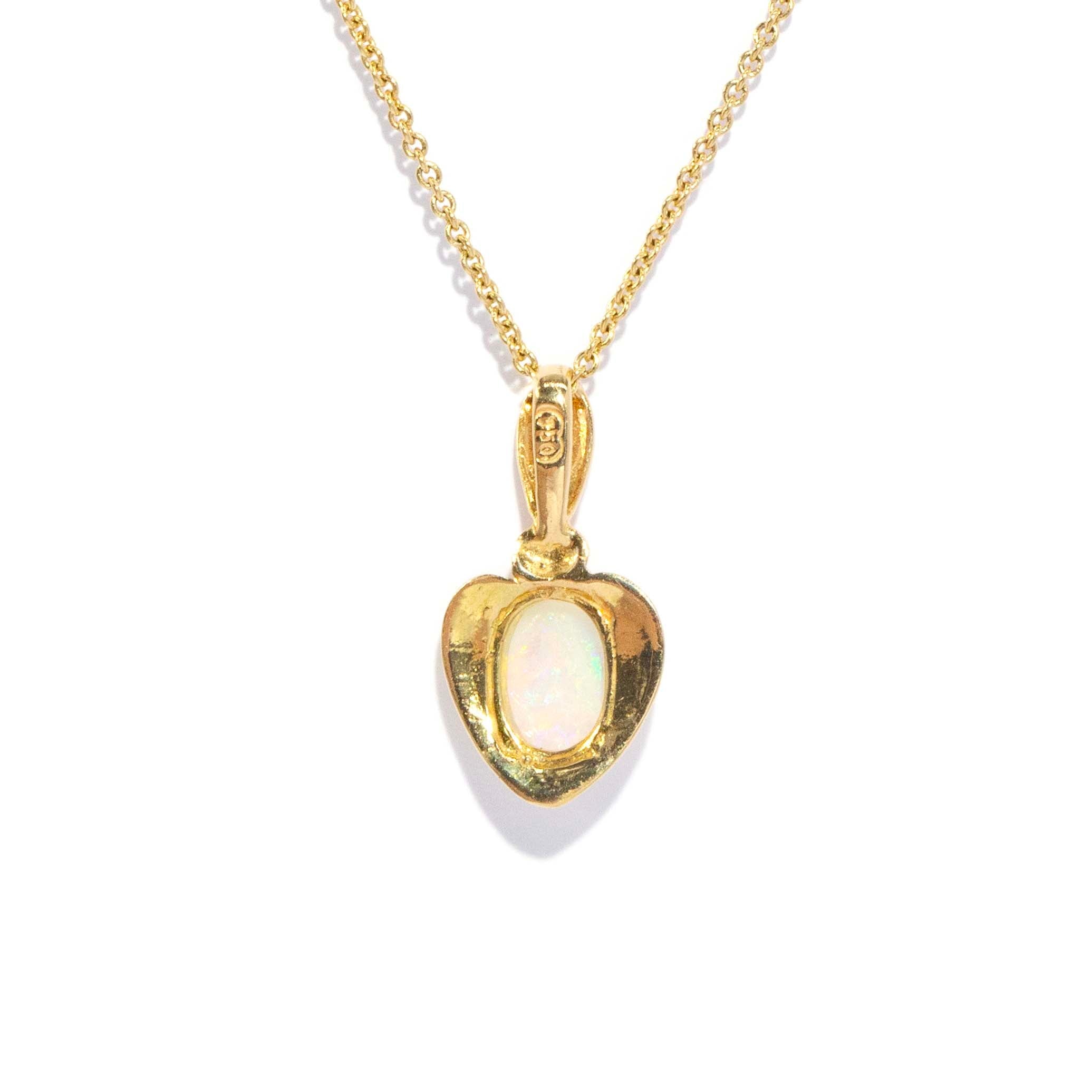 Alura 1980s Crystal Opal Heart Pendant 18ct Gold Pendants/Necklaces Imperial Jewellery 