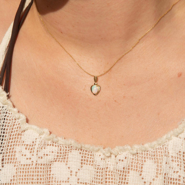 Alura 1980s Crystal Opal Heart Pendant 18ct Gold Pendants/Necklaces Imperial Jewellery 