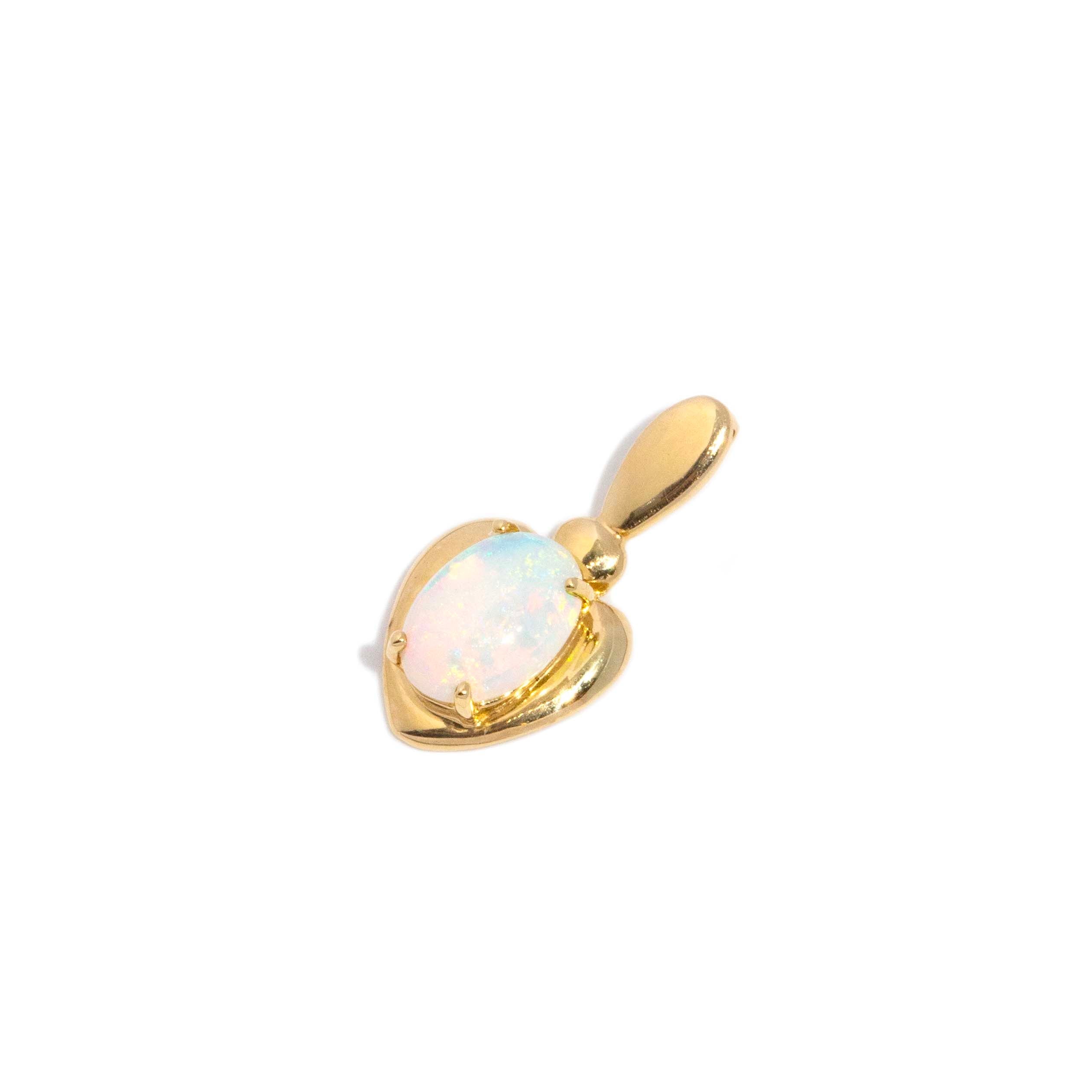 Alura 1980s Crystal Opal Heart Pendant 18ct Gold Pendants/Necklaces Imperial Jewellery 