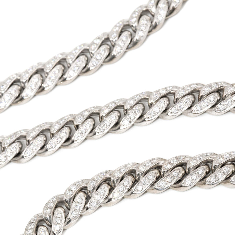 Contemporary Diamond Curb Link Cuban Chain 18 Carat White Gold