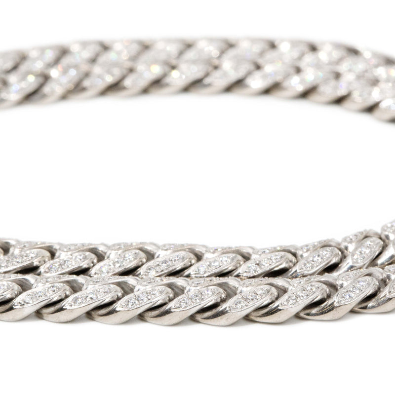 Contemporary Diamond Curb Link Cuban Chain 18 Carat White Gold