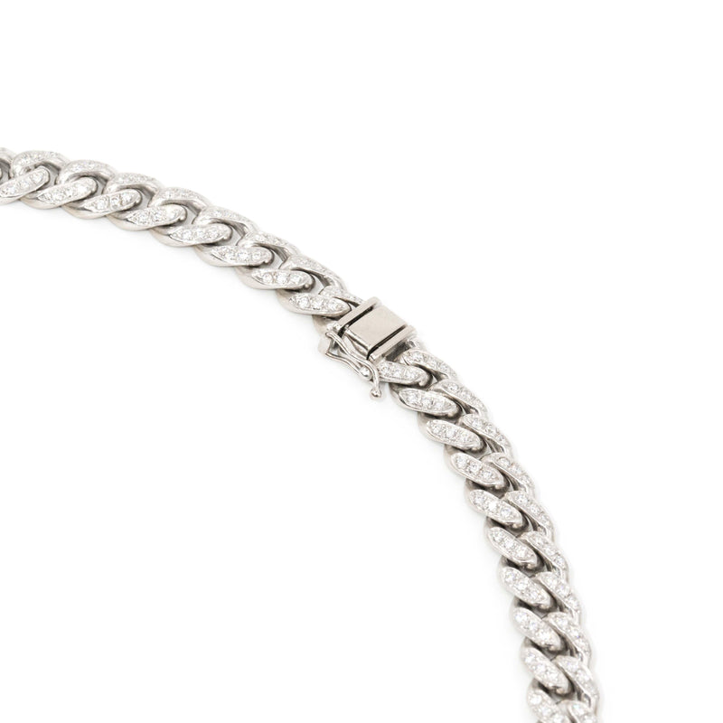 Contemporary Diamond Curb Link Cuban Chain 18 Carat White Gold