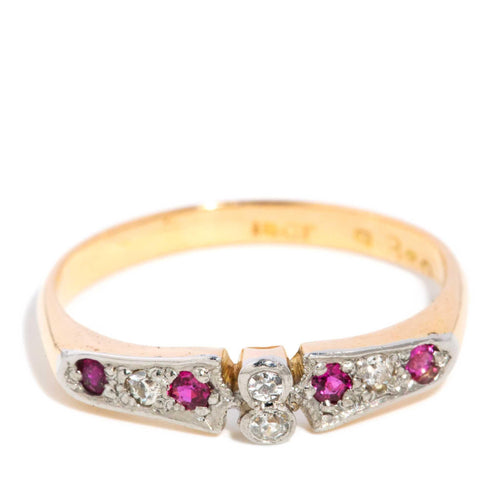 Amabel Ruby & Diamond Dress Ring 18K Two Tone Gold
