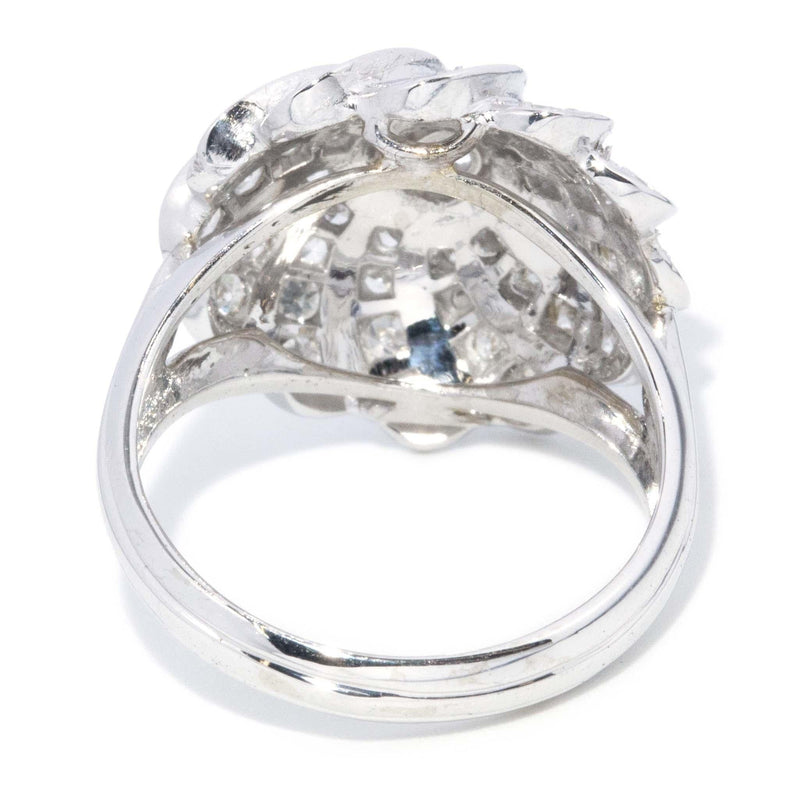 Vintage Circa 1970s Diamond Cluster Ring 18 Carat White Gold