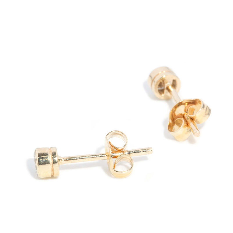 Contemporary 2000s Diamond Solitaire Studs 14 Carat Gold
