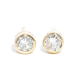 Contemporary 2000s Diamond Solitaire Studs 14 Carat Gold