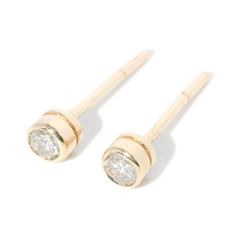 Contemporary 2000s Diamond Solitaire Studs 14 Carat Gold