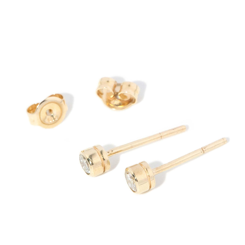 Contemporary 2000s Diamond Solitaire Studs 14 Carat Gold